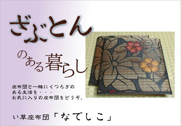い草 座布団 袋織 織込千鳥 2枚組 ブルー 約60×60cm×2P 抗菌 防臭 調湿 日本製 なでしこ 〔リビング 来客 和室〕代引NG