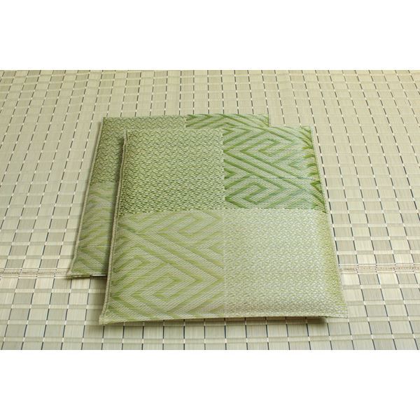 い草 座布団 織込千鳥 2枚組 グリーン 約55×55cm×2P 抗菌 防臭 調湿 日本製 五風 〔リビング 来客 和室〕代引NG