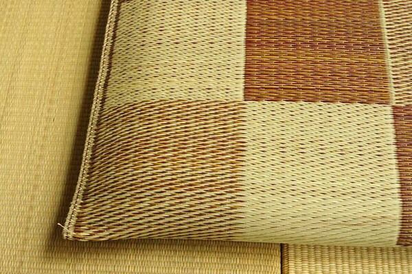 い草 座布団 織込千鳥 2枚組 ブラウン 約55×55cm×2P 抗菌 防臭 調湿 日本製 ブロック 〔リビング 来客 和室〕代引NG