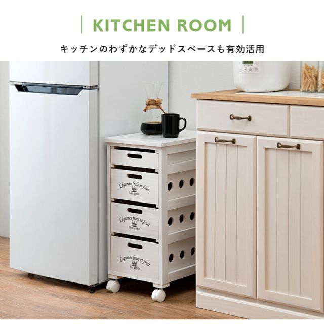 スーパSALE10倍＆4時間限定10％OFF タイル天板 通気性抜群の木製 野菜ストッカー キャスター付き