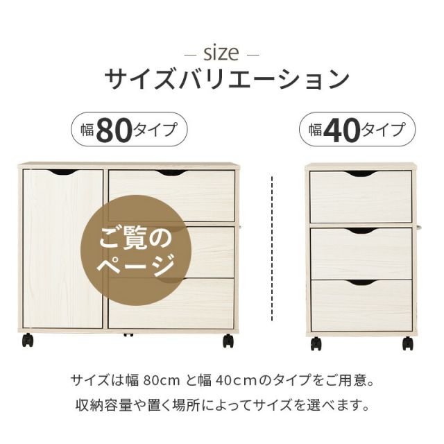 スーパSALE10倍＆4時間限定10％OFF キャスター付き引き出し＆扉収納タイプ チェスト RCC-1552WS