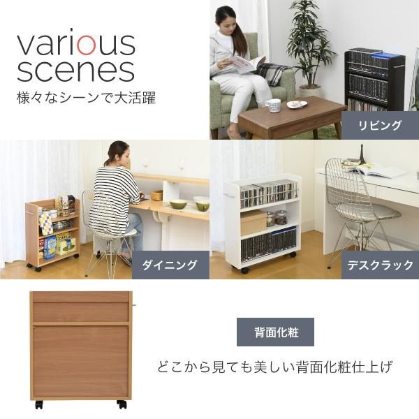 スーパSALE10倍＆4時間限定10％OFF クローゼット 収納 ラック 2個セット 幅19.5奥行58 .5 キャスター付き スリム 押し入れ収納 本棚 ワゴン 隙間 収納 棚 漫画 CD DVD スライド シンプル コミック