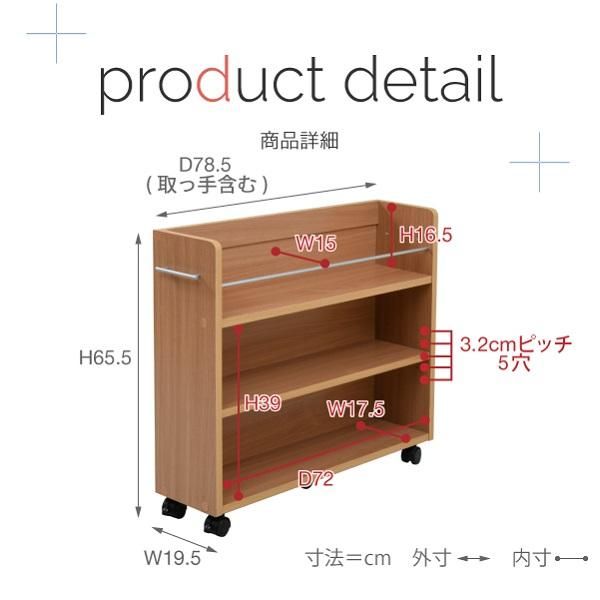 スーパSALE10倍＆4時間限定10％OFF 押入れ 収納 ラック 本棚 2個セット 幅19.5 奥行78 .5 キャスター付き 隙間 スリム ワゴン 棚 3段 大容量 CD DVD 本 漫画 整理 収納 スライド 収納庫 おしゃれ