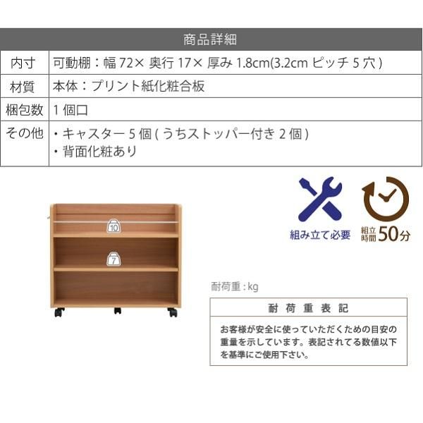 スーパSALE10倍＆4時間限定10％OFF 押入れ 収納 ラック 本棚 2個セット 幅19.5 奥行78 .5 キャスター付き 隙間 スリム ワゴン 棚 3段 大容量 CD DVD 本 漫画 整理 収納 スライド 収納庫 おしゃれ
