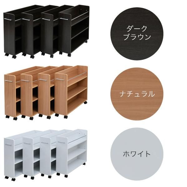 スーパSALE10倍＆4時間限定10％OFF 押入れ 収納 ラック 本棚 2個セット 幅19.5 奥行78 .5 キャスター付き 隙間 スリム ワゴン 棚 3段 大容量 CD DVD 本 漫画 整理 収納 スライド 収納庫 おしゃれ
