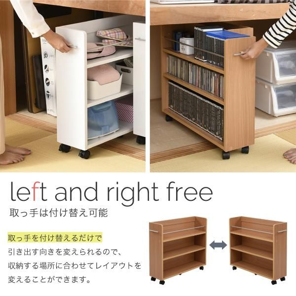 スーパSALE10倍＆4時間限定10％OFF 押入れ 収納 ラック 本棚 2個セット 幅19.5 奥行78 .5 キャスター付き 隙間 スリム ワゴン 棚 3段 大容量 CD DVD 本 漫画 整理 収納 スライド 収納庫 おしゃれ