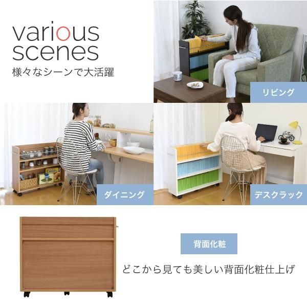 スーパSALE10倍＆4時間限定10％OFF 押入れ 収納 ラック 本棚 2個セット 幅19.5 奥行78 .5 キャスター付き 隙間 スリム ワゴン 棚 3段 大容量 CD DVD 本 漫画 整理 収納 スライド 収納庫 おしゃれ