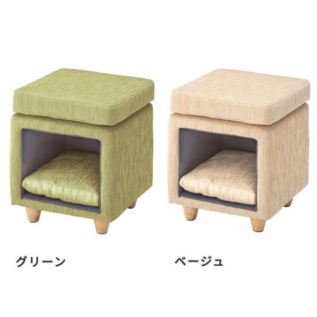 スーパSALE10倍＆4時間限定10％OFF ペットと一緒に使える　ペットハウススツール ファブリック素材×スクエア型