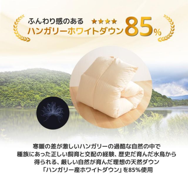 日本製 羽毛布団 掛け布団 羽毛ふとん セミダブルロングサイズ ハンガリー産ホワイトダックダウン85% MI