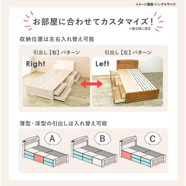 MITAS 大容量収納のチェスト付ベッド（セミシングルショート）　MB-5059SSS