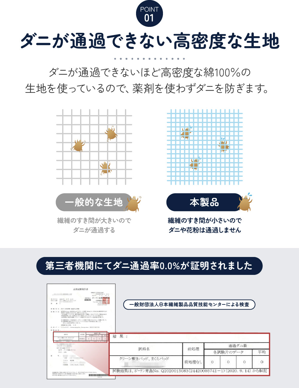 MITAS　ダニガード　ダニを通さない綿100％生地使用　肌掛けケット（肌掛け布団）  シングル | セミダブル | ダブル